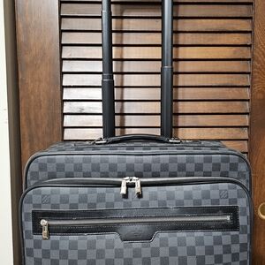 Louis Vuitton Gray Checkered Rolling Suitcase